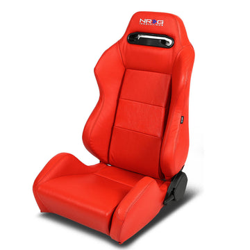 Red Leather Racing Seat w/Universal Slider - Driver Side