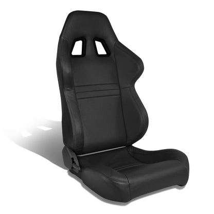Left / Driver Side Reclinable Real Leather Racing Seat w/Universal Slider