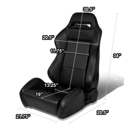 Left / Driver Side Type-R Reclinable Real Leather Racing Seat w/Universal Slider