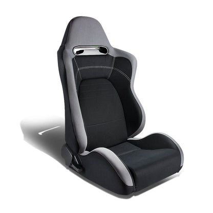 Right / Passenger Side Type-R Reclinable Fabric Cloth Racing Seat w/Universal Slider
