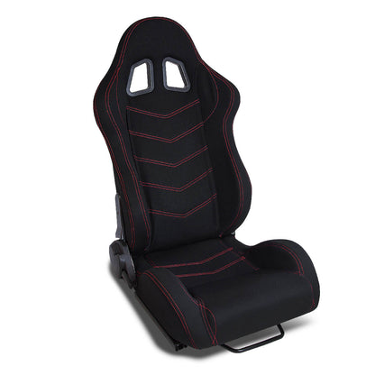 Left / Driver Side Reclinable Woven Upholstery Cloth Racing Seat w/Universal Slider