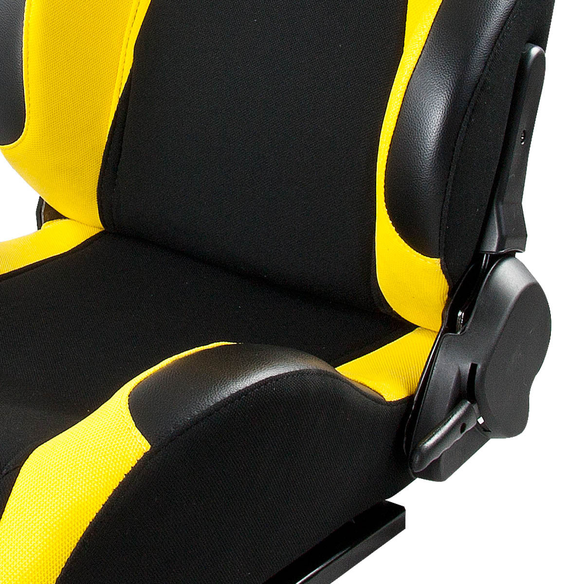 Left / Driver Side Reclinable Yellow Fabric Cloth+Leather Racing Seat w/Universal Slider