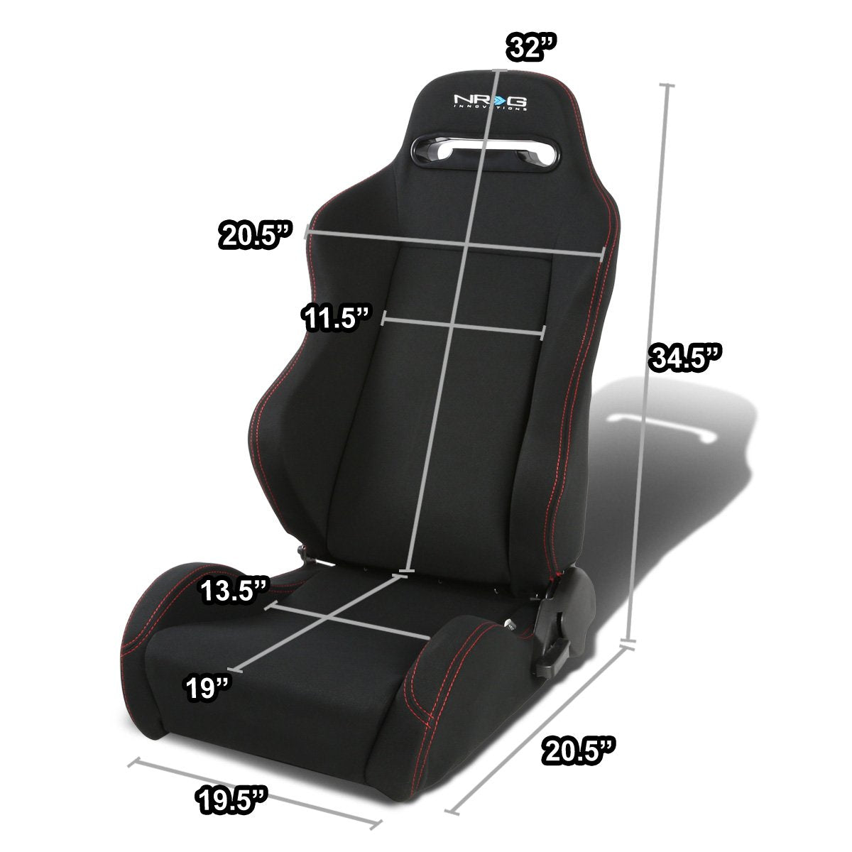 Pair Type-R Woven Upholstery Cloth Racing Seat w/Slider - RS-TR-LG-BK
