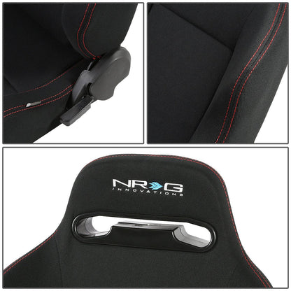 Pair Type-R Woven Upholstery Cloth Racing Seat w/Slider - RS-TR-LG-BK