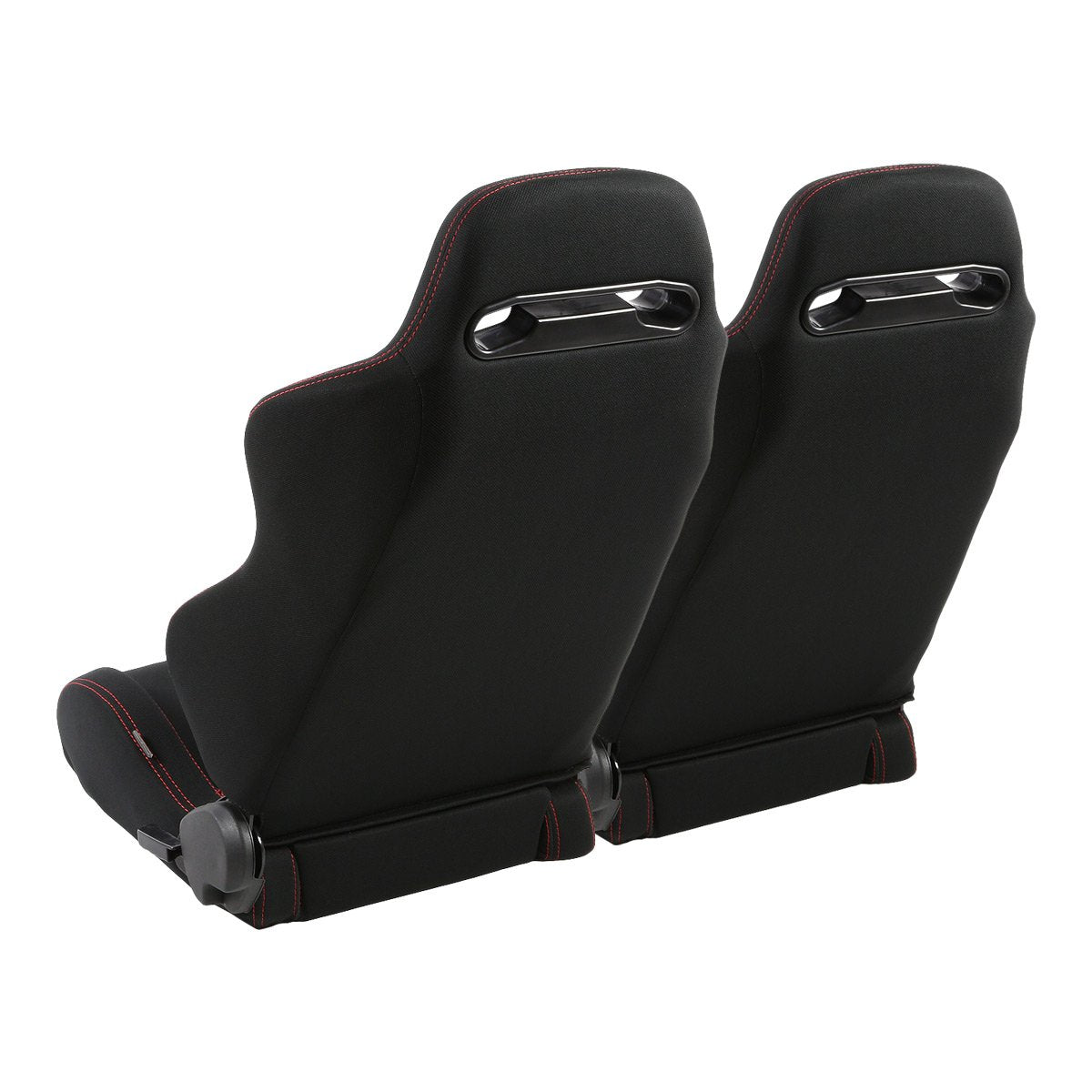 Pair Type-R Woven Upholstery Cloth Racing Seat w/Slider - RS-TR-LG-BK