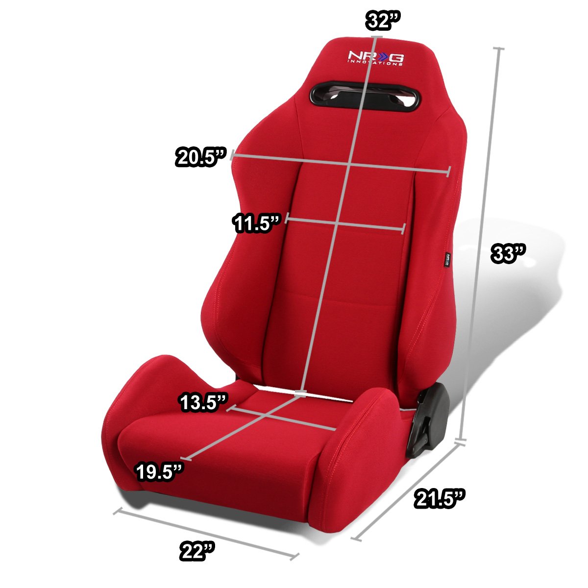 Pair Type-R Woven Upholstery Cloth Racing Seat w/Slider - RS-TR-LG-RD