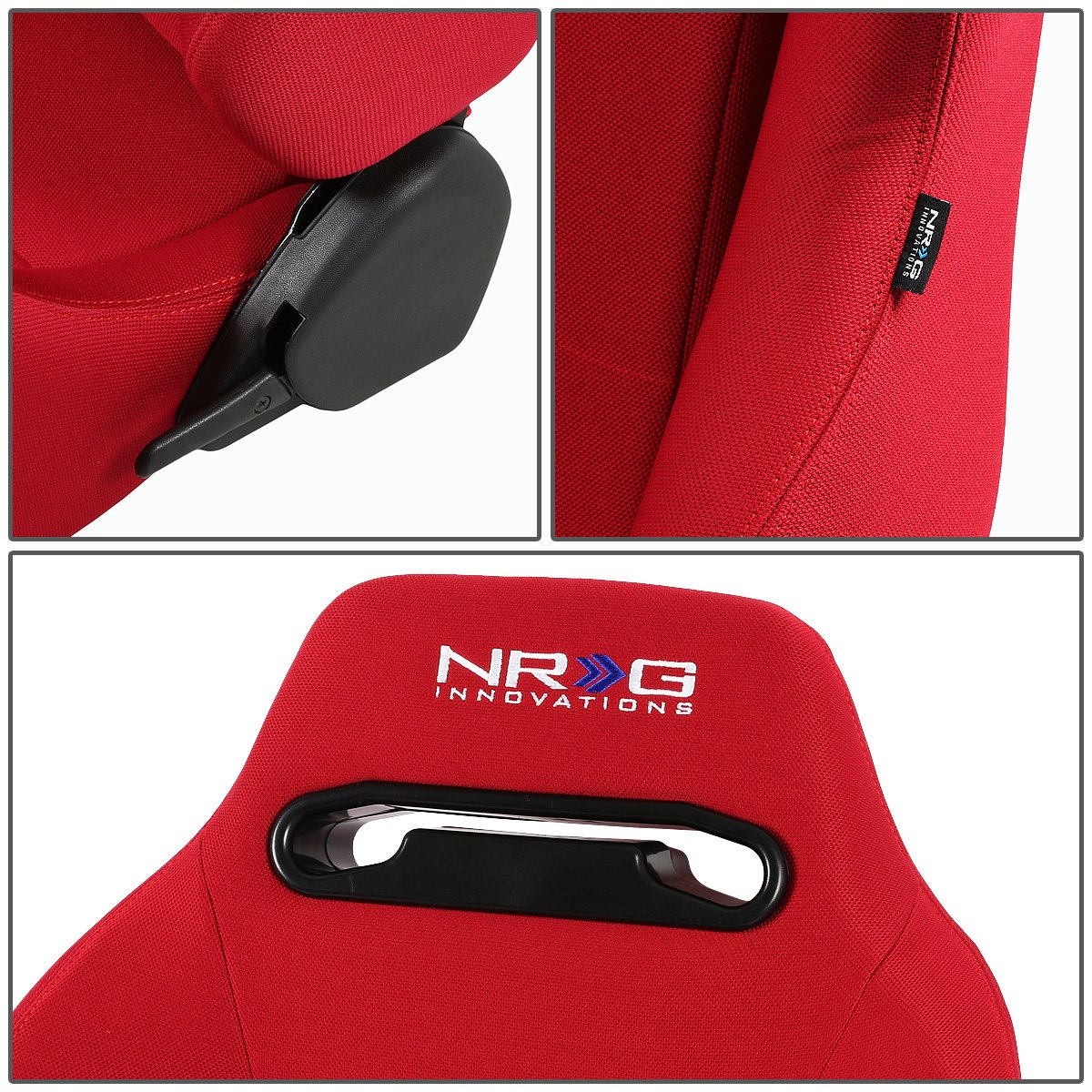 Pair Type-R Woven Upholstery Cloth Racing Seat w/Slider - RS-TR-LG-RD