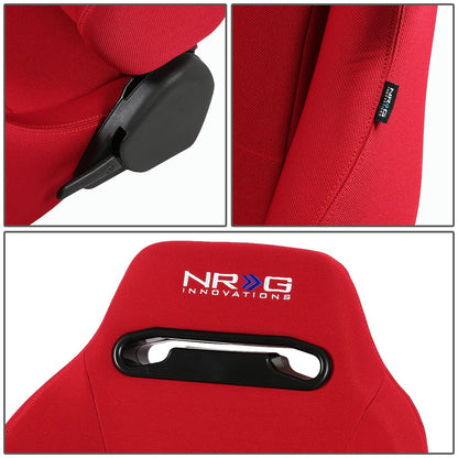 Pair Type-R Woven Upholstery Cloth Racing Seat w/Slider - RS-TR-LG-RD