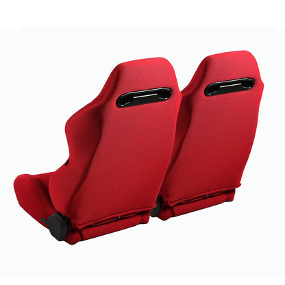 Pair Type-R Woven Upholstery Cloth Racing Seat w/Slider - RS-TR-LG-RD