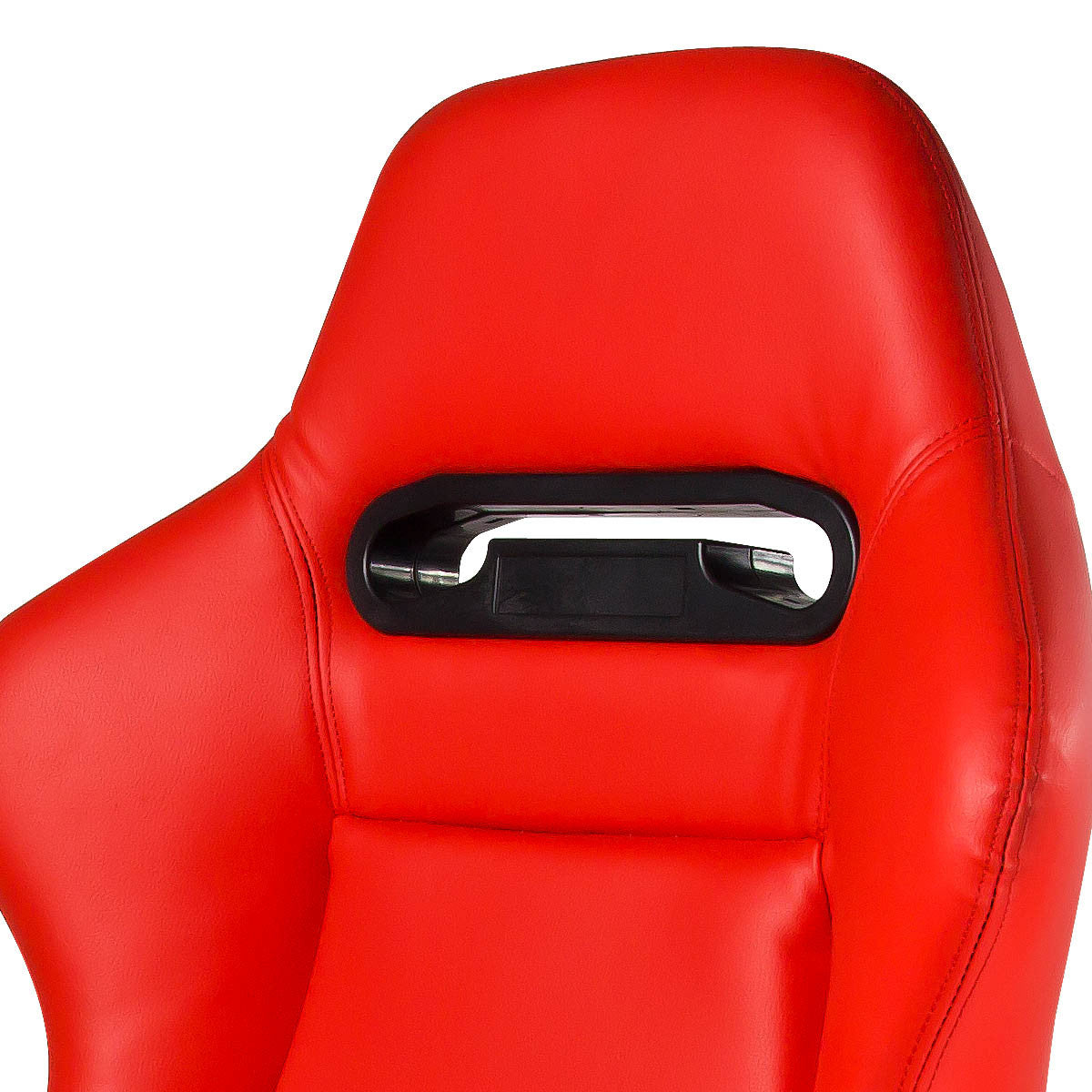 Left / Driver Side Type-R Reclinable Red PVC Leather Racing Seat w/Universal Slider
