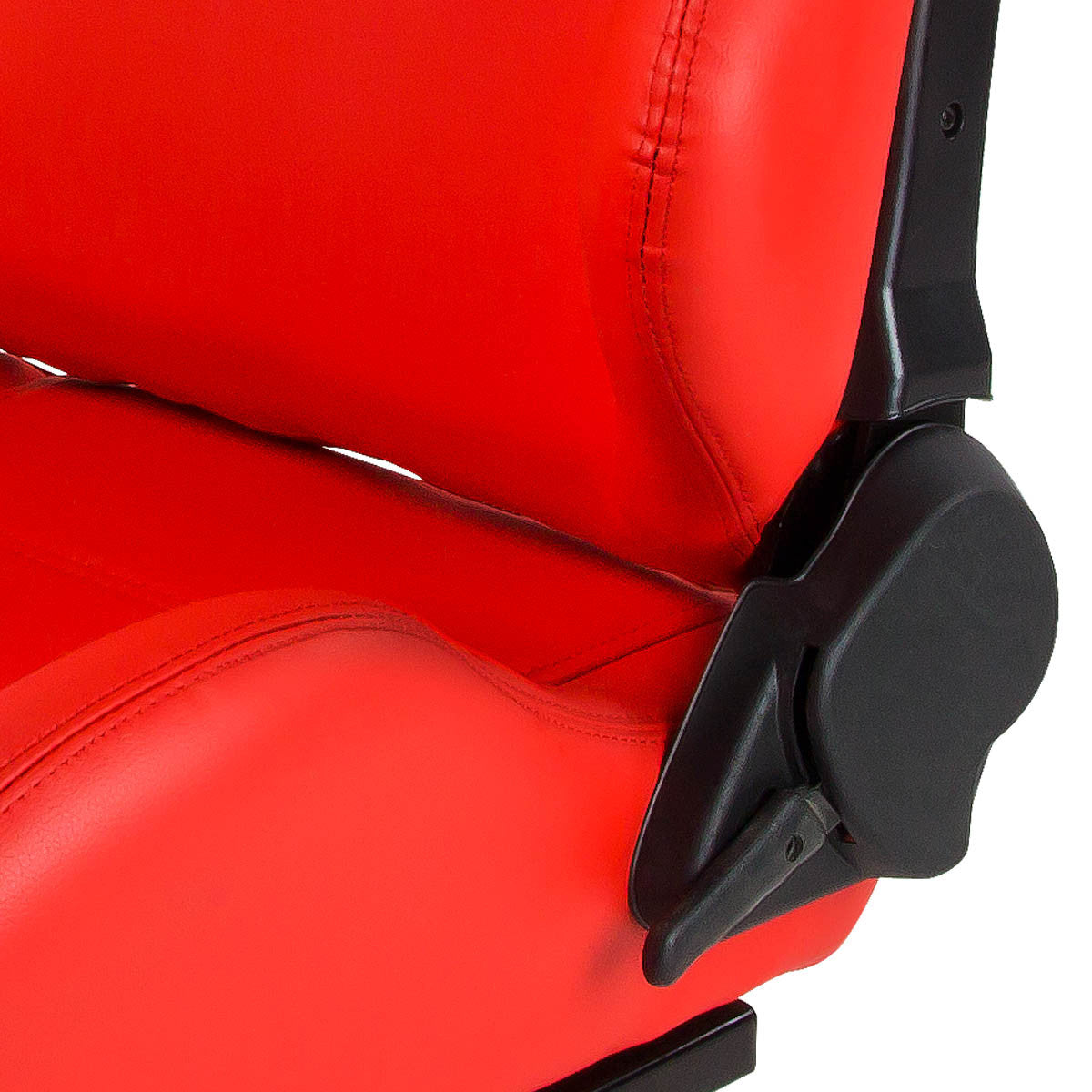 Left / Driver Side Type-R Reclinable Red PVC Leather Racing Seat w/Universal Slider