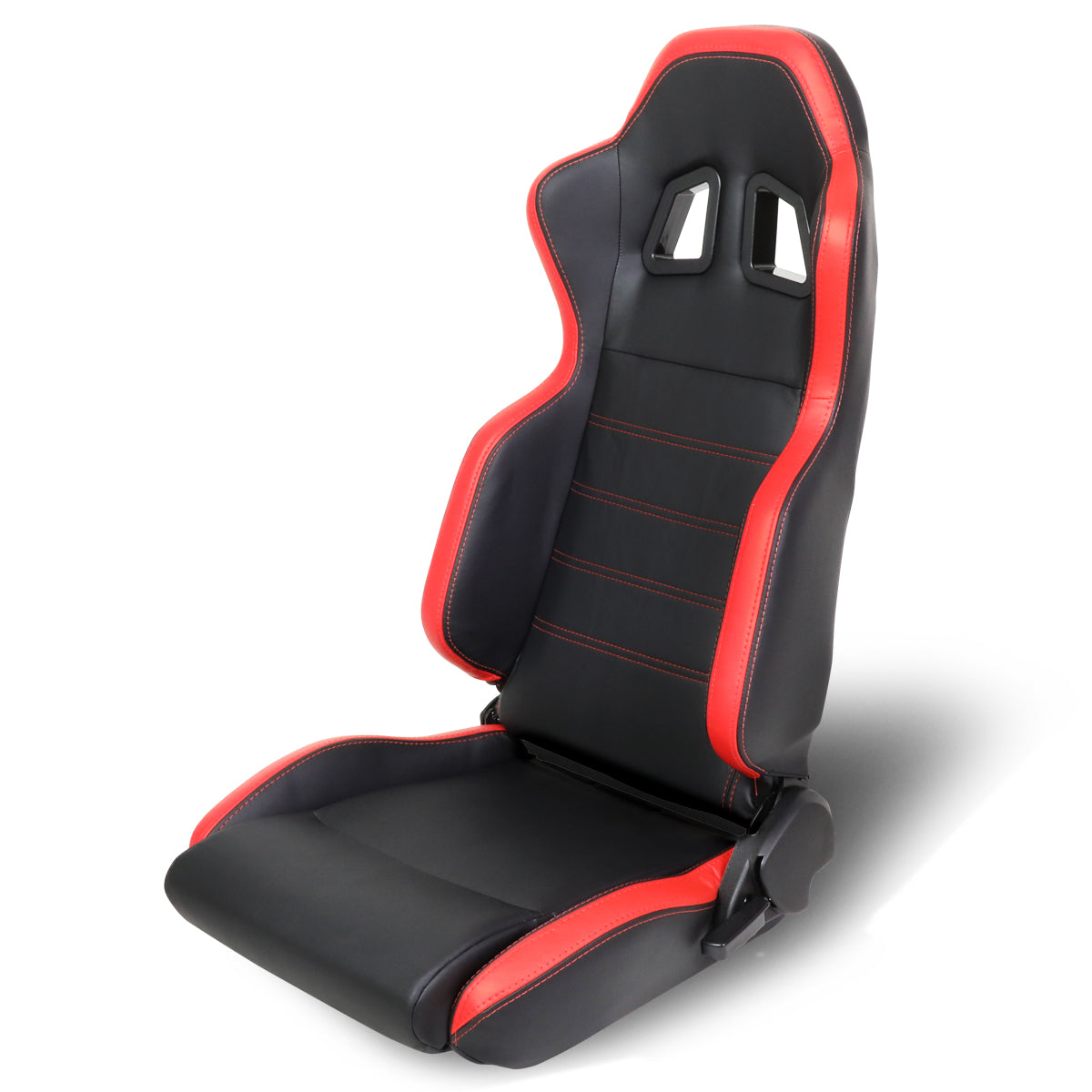 Left / Driver Side Reclinable PVC Leather Racing Seat - Black/Red