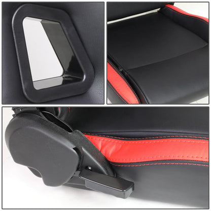Left / Driver Side Reclinable PVC Leather Racing Seat - Black/Red