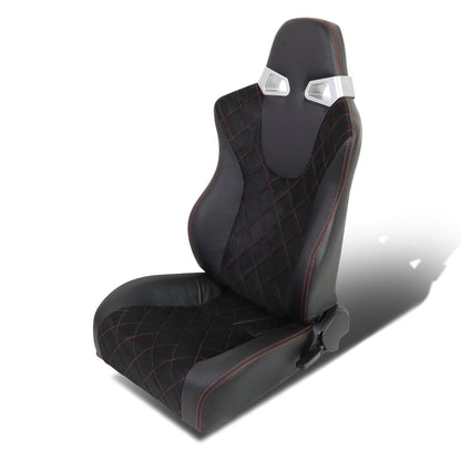 Left / Driver Side Reclinable PVC Leather Racing Seat w/Slider