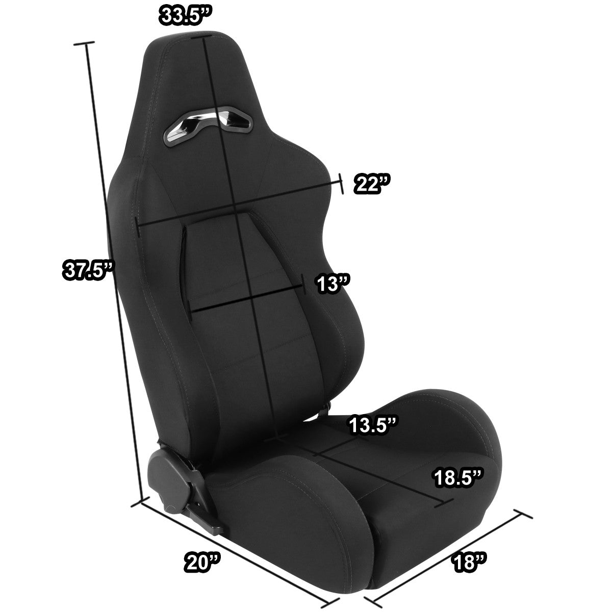 Right / Passenger Side Reclinable Woven Fabric Racing Seat