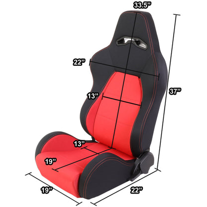 Racing Seat - Reclinable - Woven Fabric - Left