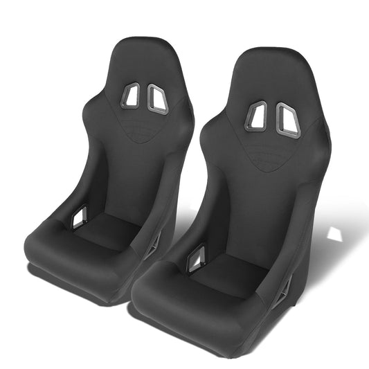 Driver + Passenger Side Sport Style Fabric Clothes Racing Seat w/Universal Sliders