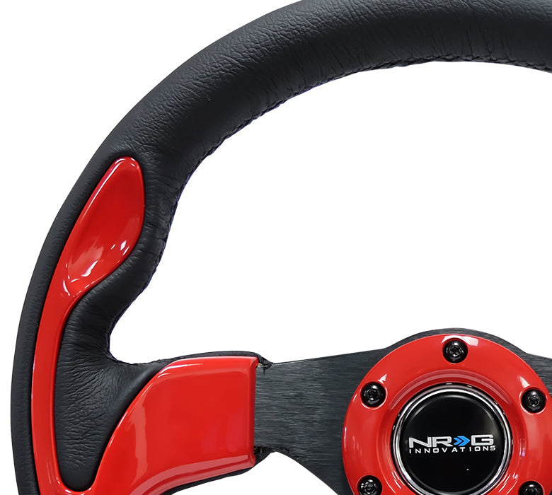 320mm Black Leather Grip Steering Wheel - RST-001RD