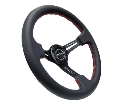350mm 3 in. Deep Dish Leather Grip Steering Wheel - RST-018R-RS