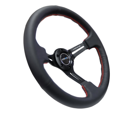 350mm 3 in. Deep Dish Leather Grip Steering Wheel - RST-018R-RS