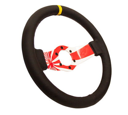 310mm 1.5 in. Deep Dish Suede Grip Steering Wheel - RST-021S-FLAG-Y