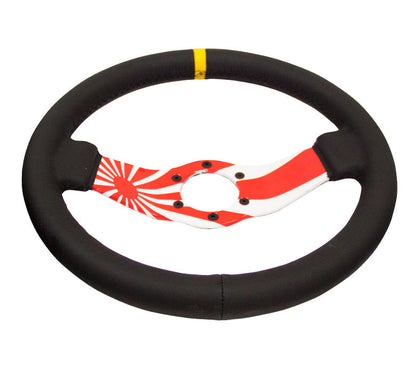 310mm 1.5 in. Deep Dish Suede Grip Steering Wheel - RST-021S-FLAG-Y