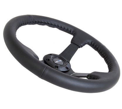 350mm 3 in. Deep Dish Leather Grip Steering Wheel - RST-036MB-R