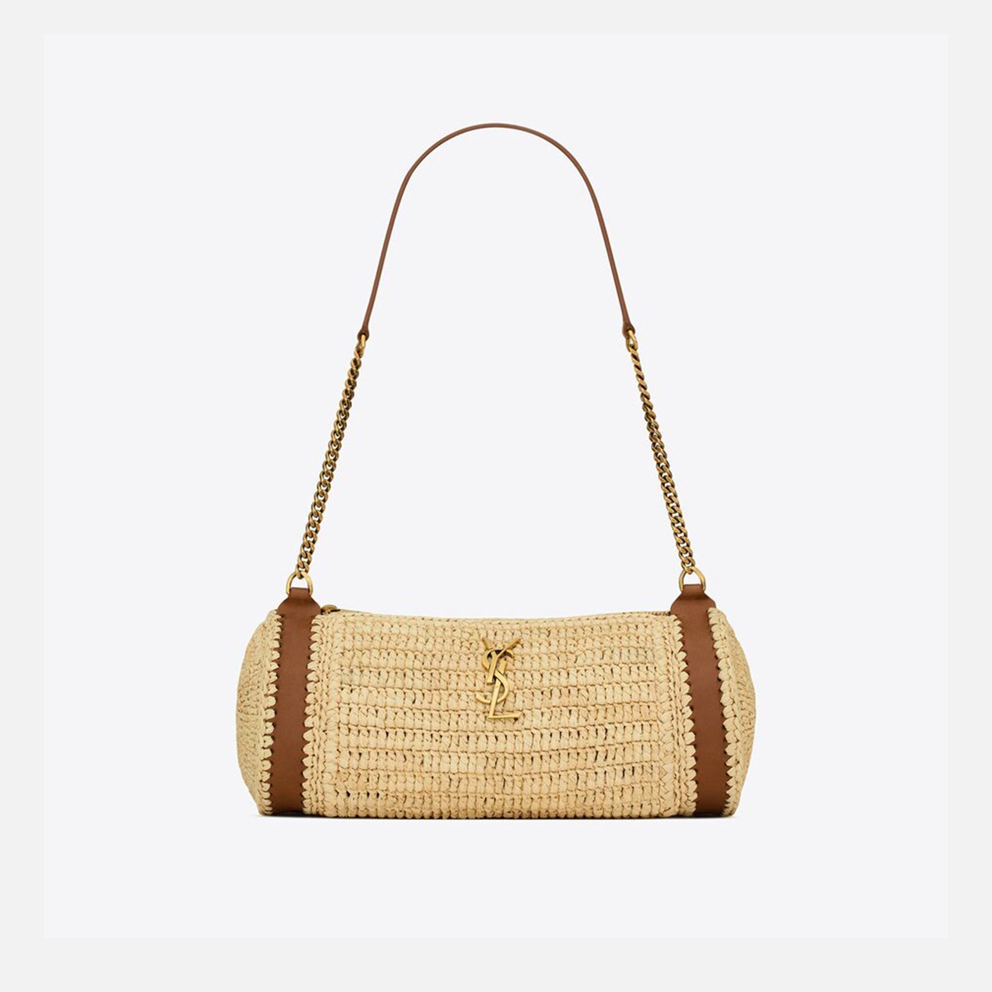 Saint Laurent Cilindre Rafia Handbag - Naturale