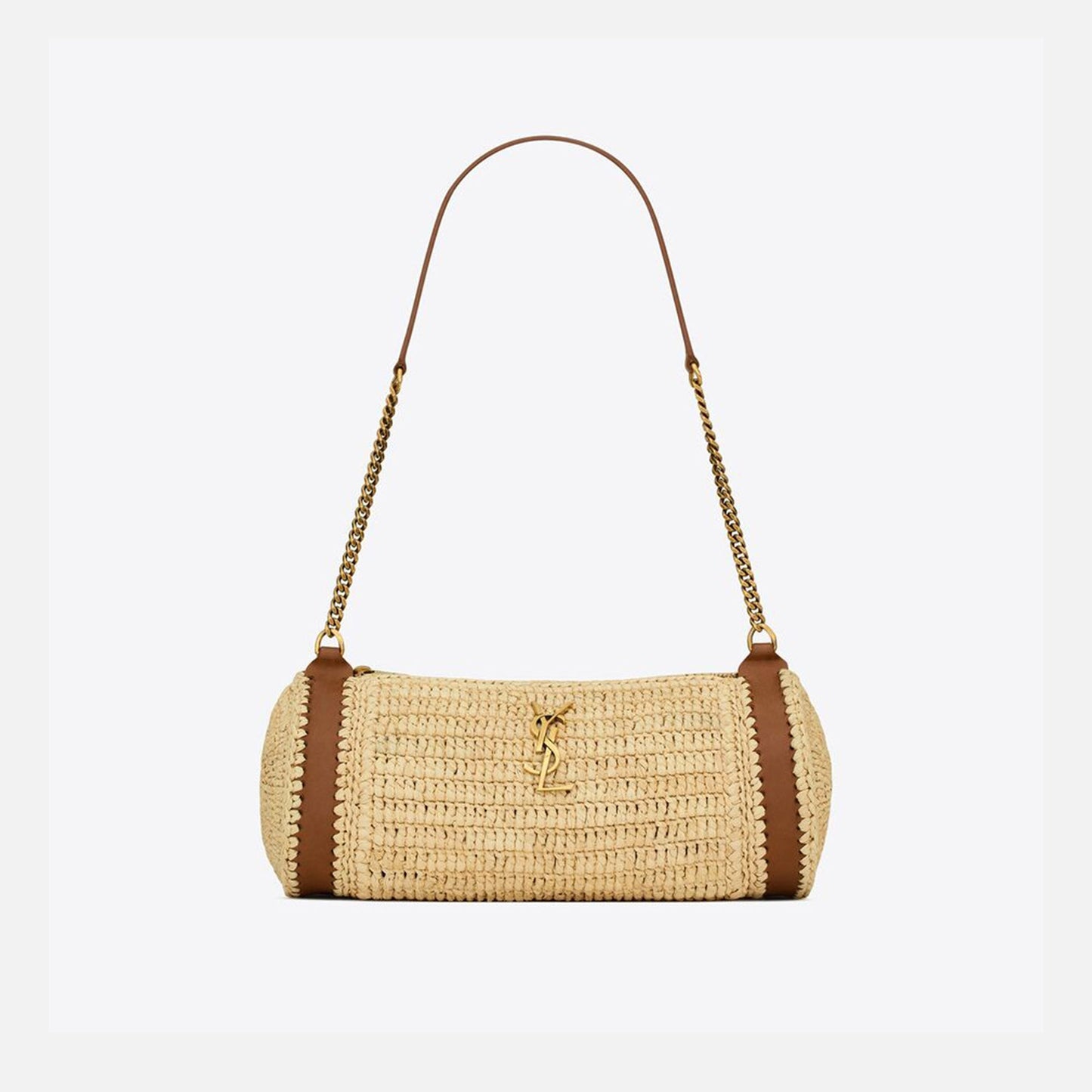 Saint Laurent Cilindre Rafia Handbag - Naturale