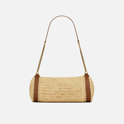 Saint Laurent Cilindre Rafia Handbag - Naturale