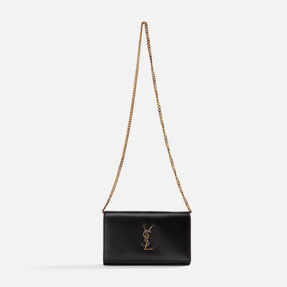 Saint Laurent YSL Tricolor Hardware Chain Wallet - Nero