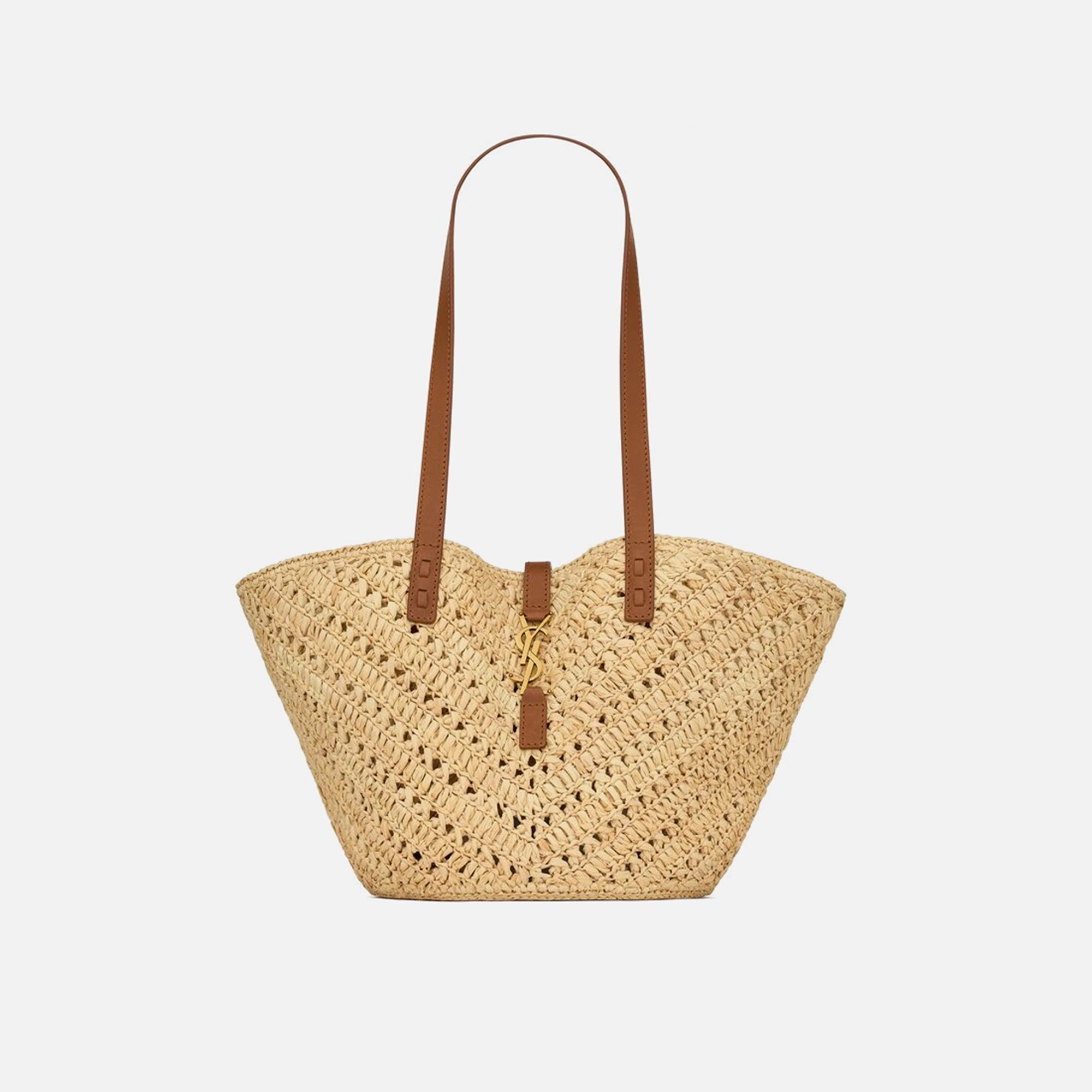 Saint Laurent Panier Rafia Tote Bag - Natural / Brick