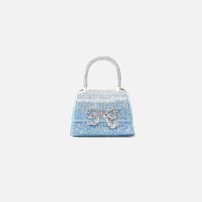 Self-Portrait Ombre Rhinestone Bow Micro Bag - Blue