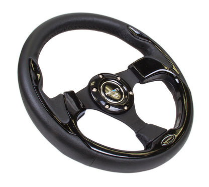 320mm Black Leather Grip Steering Wheel - RST-001BK