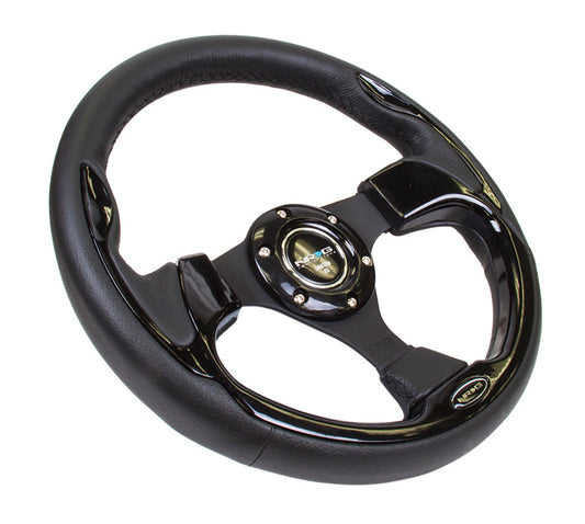 320mm Black Leather Grip Steering Wheel - RST-001BK