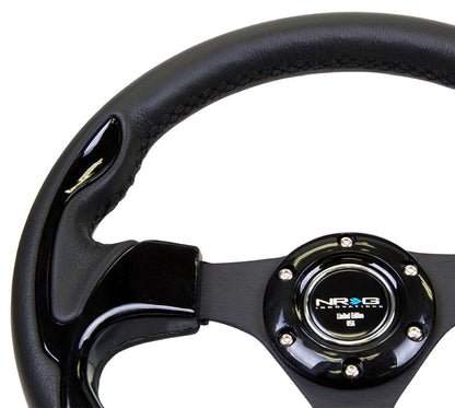 320mm Black Leather Grip Steering Wheel - RST-001BK