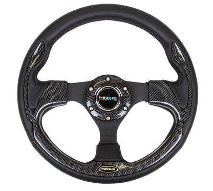 320mm Black Leather Grip Steering Wheel - RST-001BK