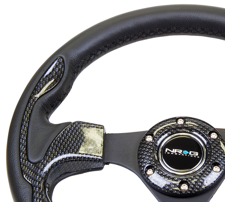 320mm Black Leather Grip Steering Wheel - RST-001CBL