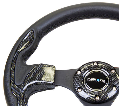 320mm Black Leather Grip Steering Wheel - RST-001CBL