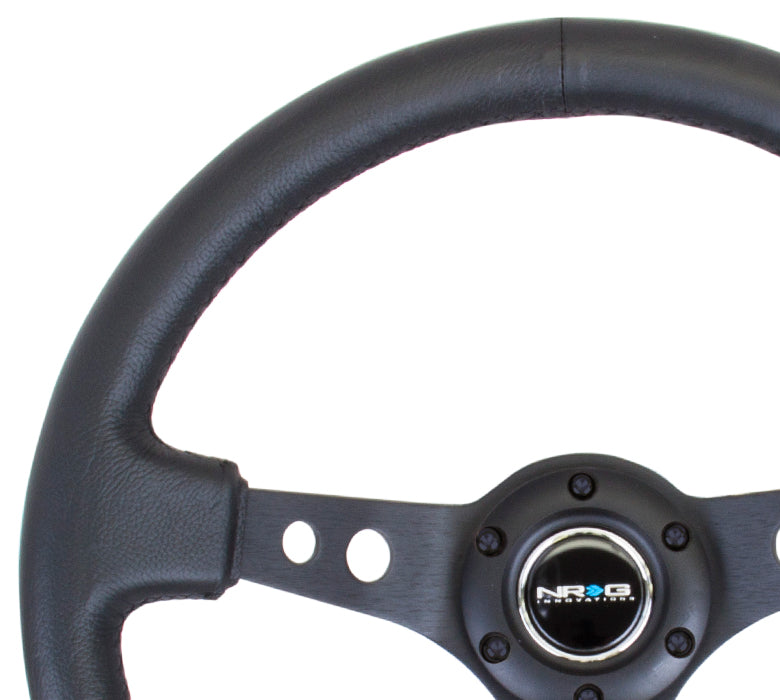 350mm 3 in. Deep Dish Leather Grip Steering Wheel - RST-006BK