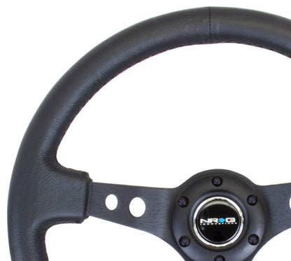 350mm 3 in. Deep Dish Leather Grip Steering Wheel - RST-006BK