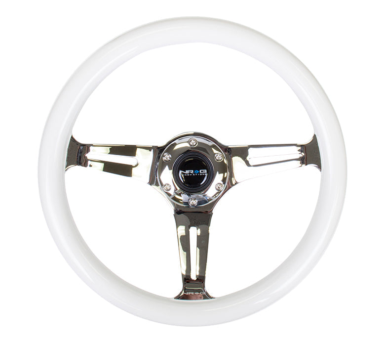 350mm Luminor White Wood Grain Steering Wheel - Purple Glow - ST-015CH-GL - PP