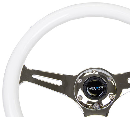 350mm Luminor White Wood Grain Steering Wheel - Purple Glow - ST-015CH-GL - PP