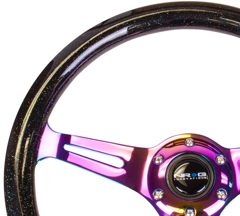 350mm Sparkled Wood Grain Neochrome Spoke Steering Wheel - ST-015MC-BSB