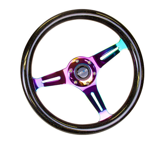 350mm Sparkled Wood Grain Neochrome Spoke Steering Wheel - ST-015MC-BSB