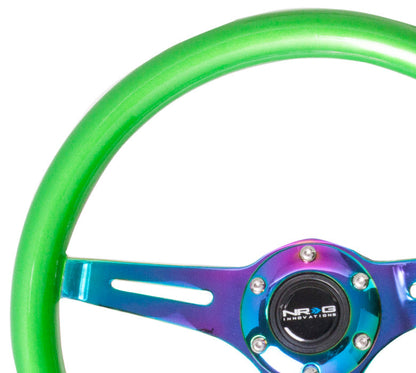 350mm Green Wood Grain Neochrome Spoke Steering Wheel - ST-015MC-GN