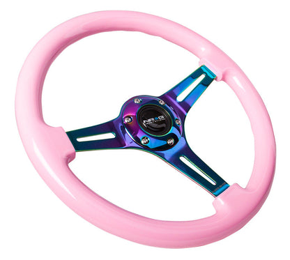 350mm Pink Wood Grain Neochrome Spoke Steering Wheel - ST-015MC-PK