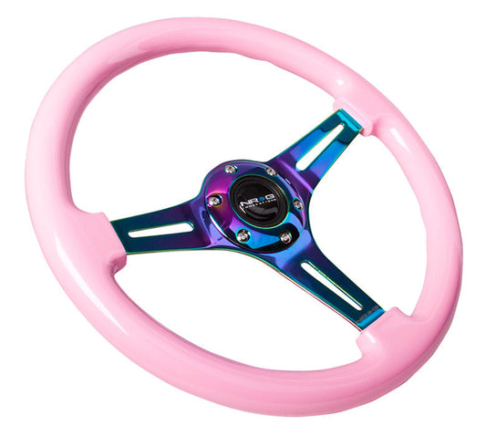 350mm Pink Wood Grain Neochrome Spoke Steering Wheel - ST-015MC-PK