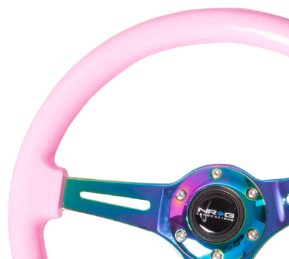 350mm Pink Wood Grain Neochrome Spoke Steering Wheel - ST-015MC-PK