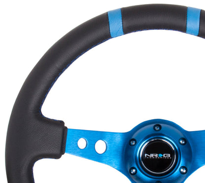 350mm 3 in. Deep Dish Leather Grip Steering Wheel - RST-016R-BL